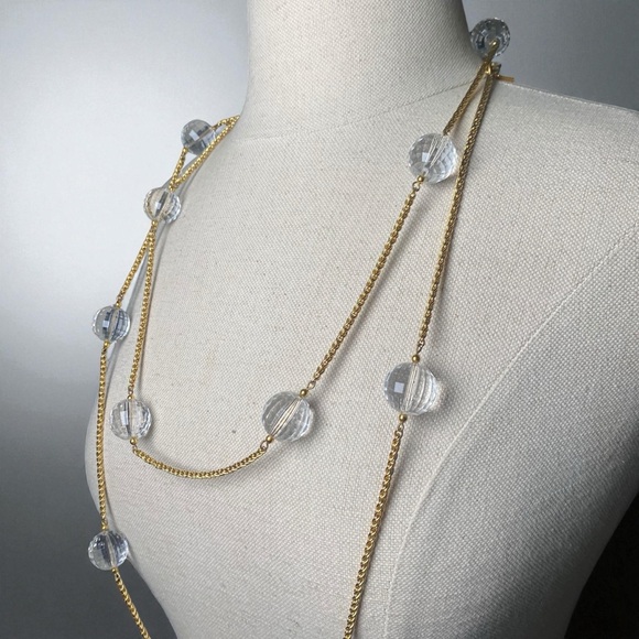 Vintage Kenneth Jay Lane Pools of Light Goldtone Necklace - Picture 6 of 10